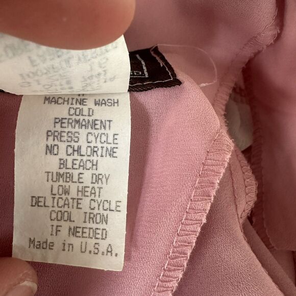 VTG Lisa II Pink Pleated Midi Dress Lace Collar USA Made Sz 14/16 Cottage Core - Picture 6 of 6